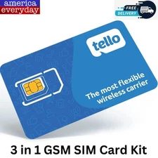 Tello Mobile - Bring Your Own Phone - 3 in 1 Gsm SIM Card Kit *new*