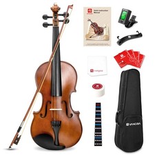 4/4 Solid Wood Acoustic Violin Full Size Fiddle Set for Beginner Adult Student