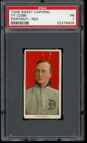 1910 T206 #96 Ty Cobb PSA 1 Tigers Red Portrait Sweet Caporal 460 42  (6905)