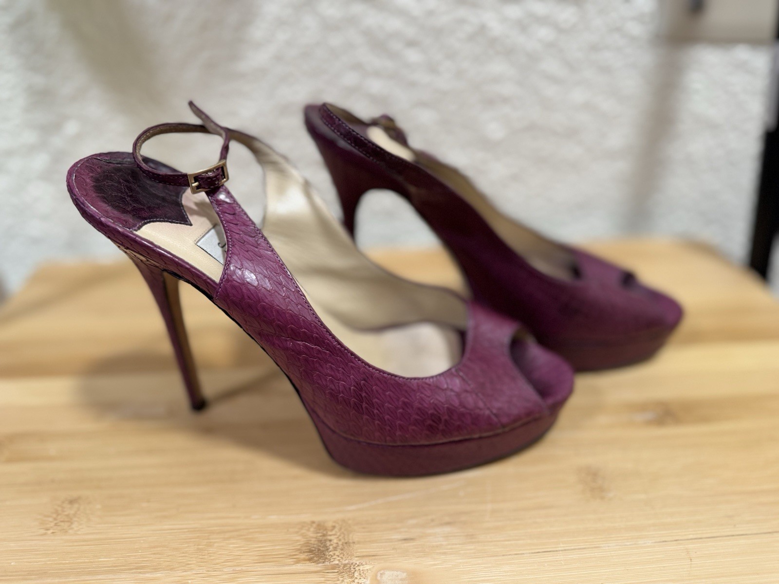 Jimmy Choo Purple  Snakeskin Python Platform Slin… - image 3