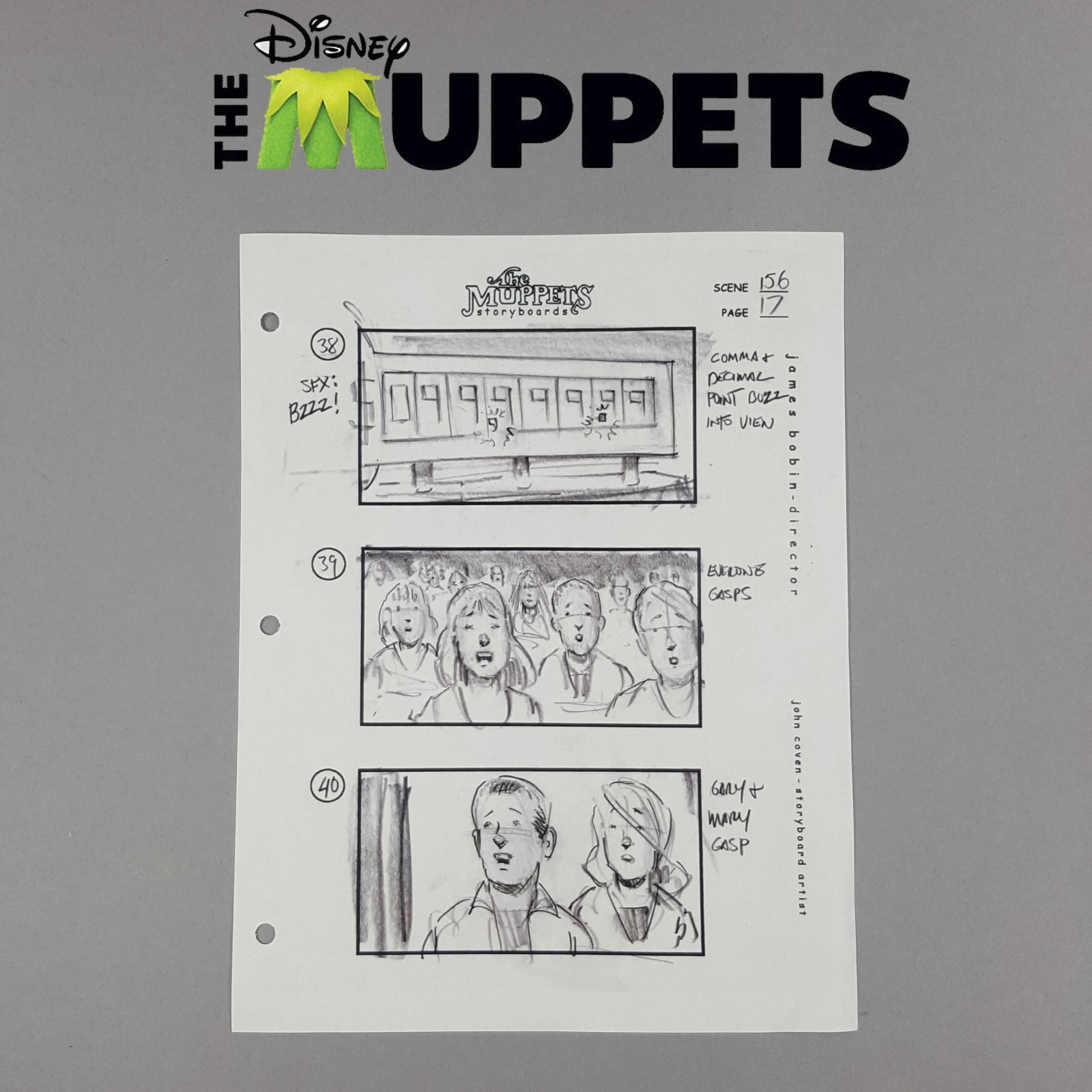The Muppets (2011) - Production Used Storyboard, A Dollar Short Mary & Gary Gasp