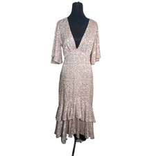 Jenny Yoo Collection Floral Midi Dress High Lo Backless Size 10 Cottage Romantic