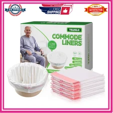 120PCS Disposable Commode Liners, Toilet Waste Bags for Bedside & Camping