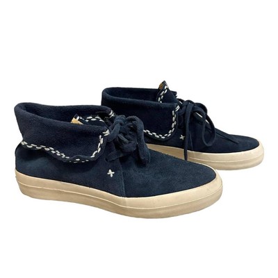 Visvim Navy Flynt Hi Sashiko Suede Sneakers Size 8