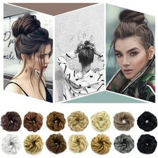 Women Hair Piece Chignon Messy Rose Bun Ponytail Natural Curly Hair Extensions