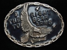 OI07108 VINTAGE 1970s  THE RIGHT TO BEAR ARMS  THE SECOND AMENDMENT BUCKLE