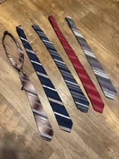 Set Of 5 Striped Neck Ties, Mens Dress Up Business Fancy Events