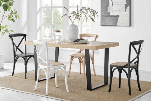 Set of 2 Matt Blatt Melrose Cross Back Dinning Chairs (Natural Beech/Board - Picture 4 of 9