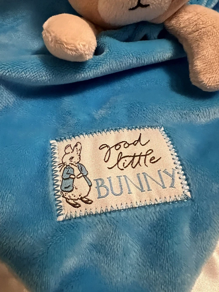 Beatrix Potter Peter Rabbit 蓝色安全毯 Lovey 缎面装饰 — 第 2/4 张图片