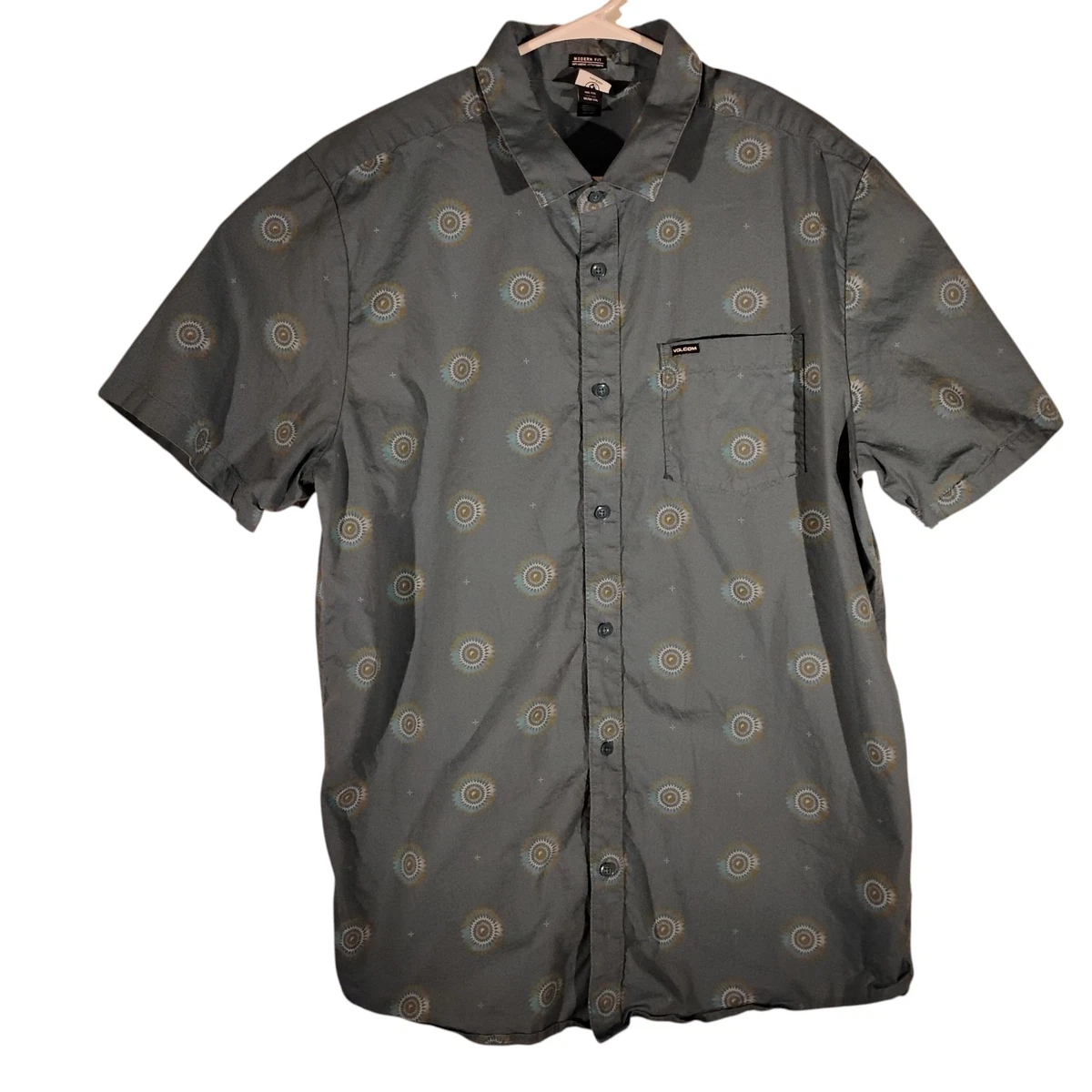 Chemise Volcom Homme Khaki - Manches Courtes - Taille XL - Boutons - Look Skate