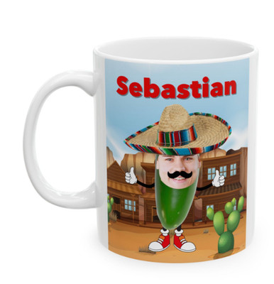 Personalized Custom White Ceramic Coffee Mug Pepper Photo & Name Cup Gift