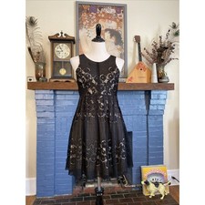 Free People Rocco Dress Black Lace Overlay Sleeveless Open Back Sz 4 Mini Sheer