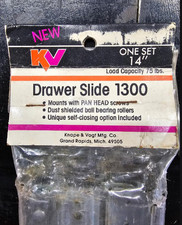 NEW KV Knape  Vogt 1300 Drawer Slide   14    75 lb Ball Bearing   Self Closing