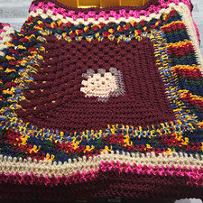 Handmade Crocheted 50/50 Granny Square Long Lap Blanket/Baby Blanket One Of Kind