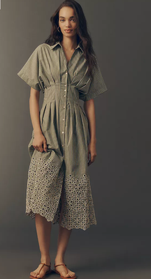 Anthropologie The Tobie Eyelet Shirt Dress by Exquise Green Stripe | eBay Anthropologie The Tobie Eyelet Shirt Dress by Exquise Green Stripe | eBay