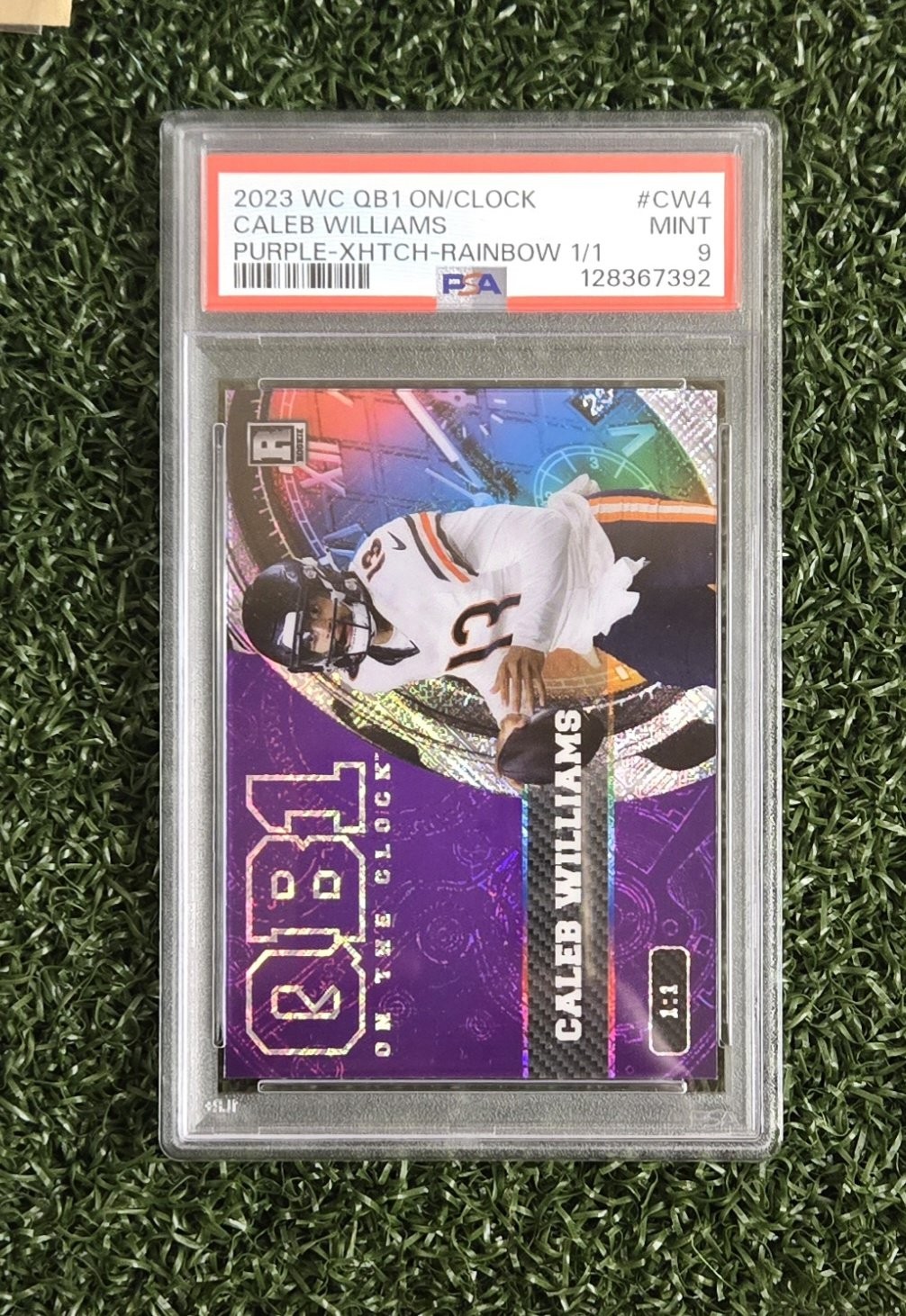 2023 Wild Card QB1 On The Clock Caleb Williams 1/1 PSA 9 Rainbow Foil view 2