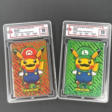 Custom Mario and Luigi Pikachu CG Gem Mint 10 Christmas Edition Slab
