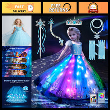 Girls' Princess Dress Up Costume with RGB LED Lights, Music Sync, Halloween  Bi