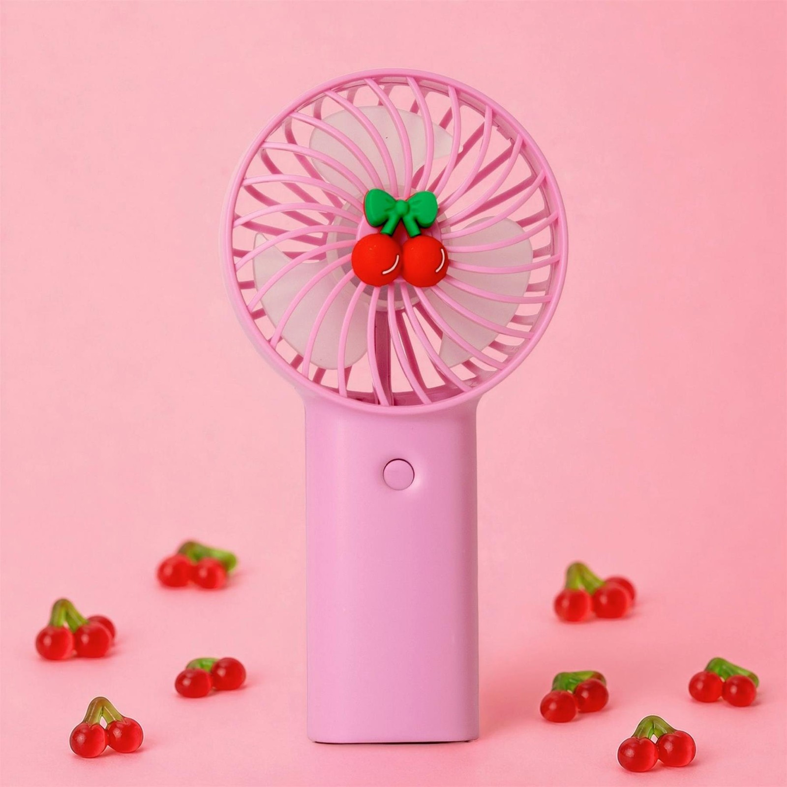 Rechargeable USB Beauty Fan Pink Cherry Makeup Cooling Handheld Travel Gift