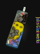 Hand Crafted  Fused Glass Pendant Necklace W/ Chain  #1243
