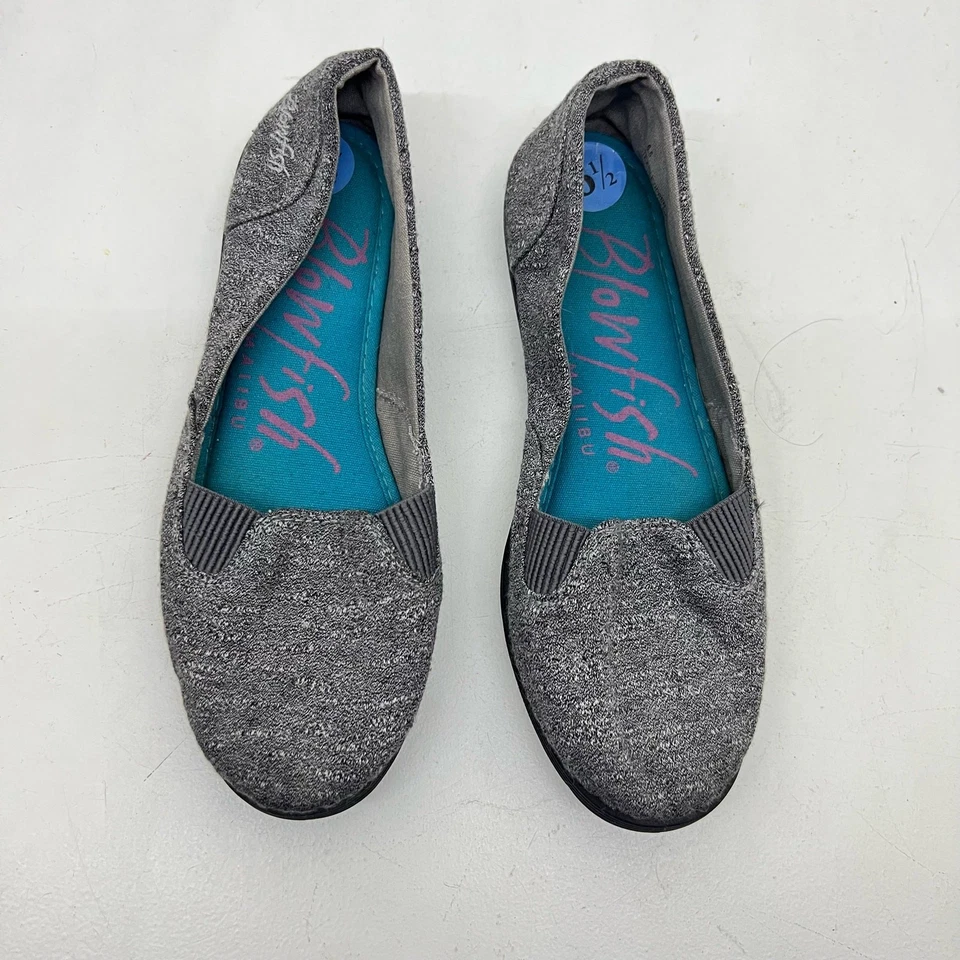 Sapatos femininos Blowfish Ballet Flats tecido cinza slip on casual biqueira redonda tamanho 6.5 - Imagem 2 de 4