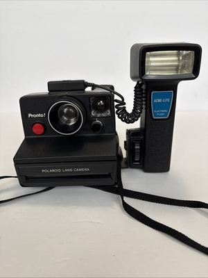 #ad #ad Vintage Polaroid Pronto Instant Land Camera w Acme Electronic Flash Untested $40.00