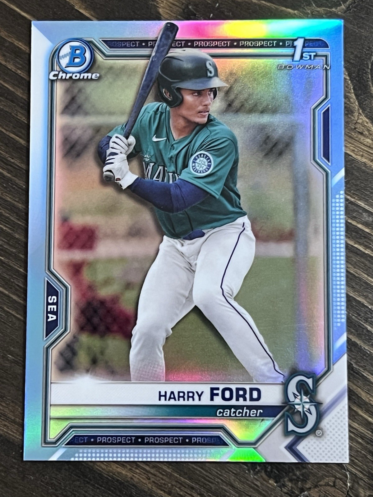 Harry Ford 2021 Bowman Draft 1st Chrome Sky Blue Refractor #BDC-1 - Mariners