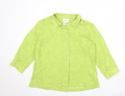 Coldwater Creek Damen grün Polyester Basic Knopfleiste Größe M Kragen