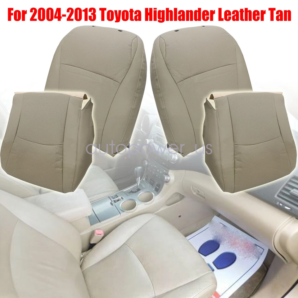 Driver & Passenger Side Leather Seat Cover Tan For 2004-2013 Toyota Highlander - Image 3 of 4