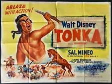 Tonka Original Quad Movie Cinema Poster Sal Mineo Disney Hinchliffe 1958