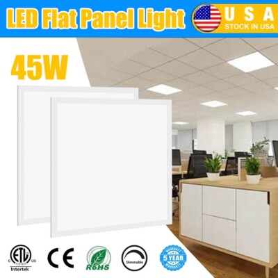 2 Pack 2x2 LED Flat Panel Light Drop Ceiling 0-10V Dimmable,100-277V, ETL Listed