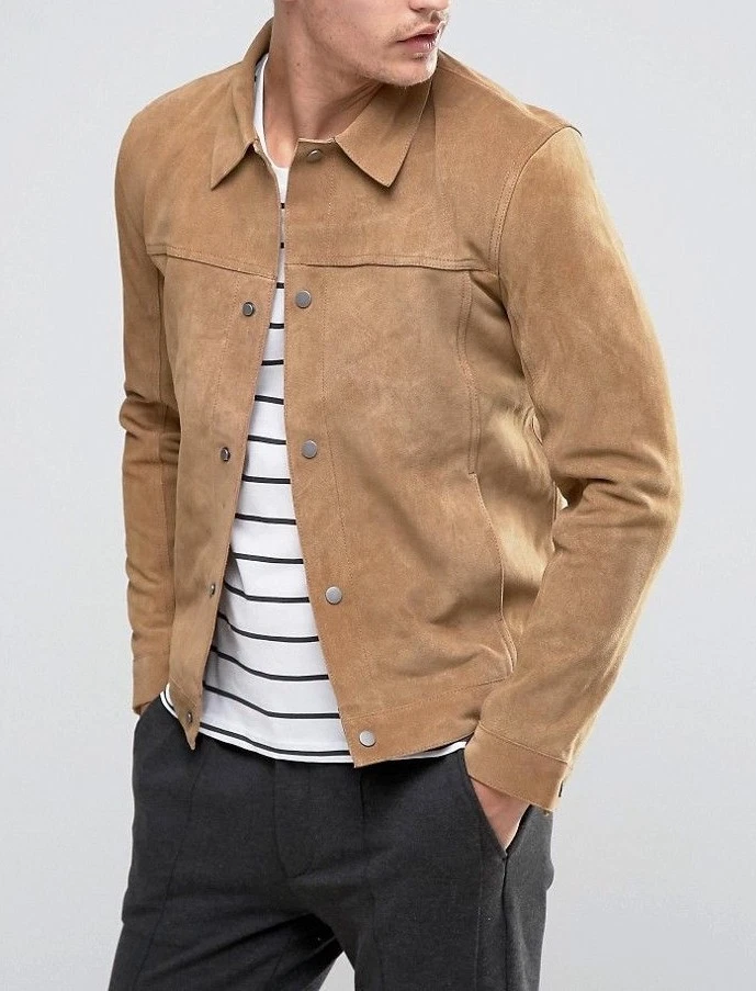 Mens beige shop trucker jacket