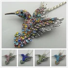 Multi-Color Crystal Hummingbird Bird Pendant Fashion Long Necklace/Brooch