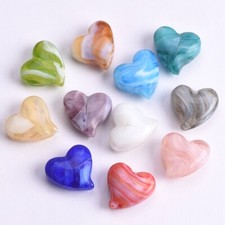 5pcs Handmade Lampwork Heart 18mm Loose Glass Beads for Jewelry Making DIY