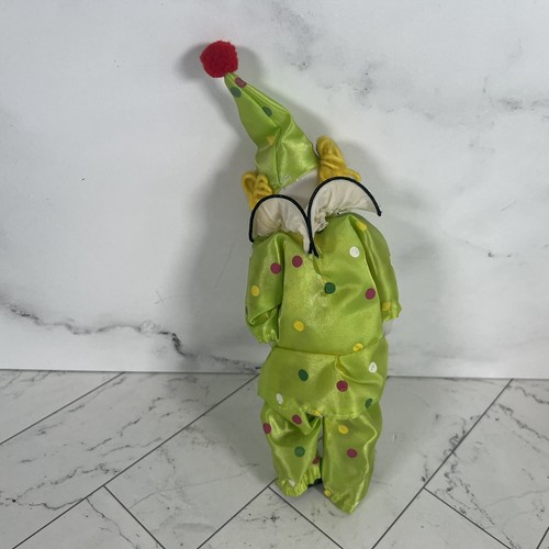 Vintage Porzellan Clown Puppe Grün Gepunktet H2O Specialties Biegbar Arme Beine - Bild 3 von 3