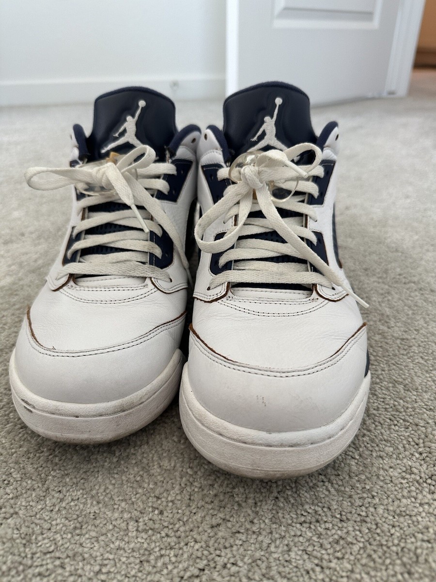 Used Jordan 5 Athletic Shoes White and Navy Jordan 5 Retro  main image 4