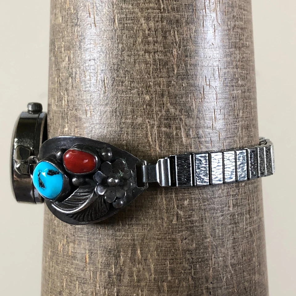 Reloj Sharp Mujer Navajo Turquesa Plata Esterlina Expansión 21mm 6 1/4" Foto 3 de 4