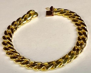 18k Solid Yellow Gold Handmade Curb Link Mens Bracelet 9 5 100 18k Solid Yellow Gold Handmade Curb