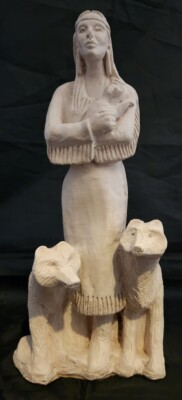 Native American L Benavides Comanche Land Wolf Dancer Signed 12'' Sculpture
