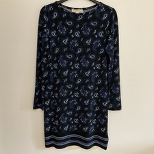 Michael Kors Women Dress Dark Blue Paisley Long Sleeve Size M. NWT