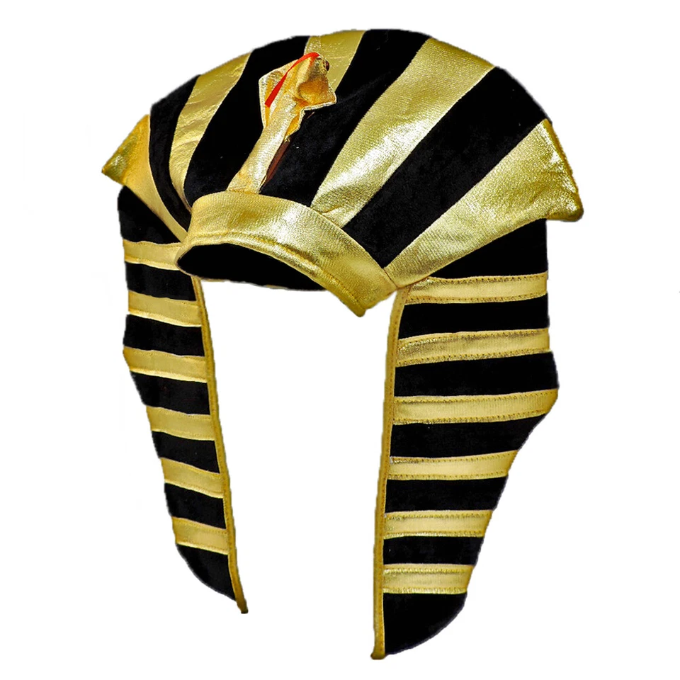 Adult Gold Lamé Egyptian Pharaoh King Tut Crown Headdress Hat with Snake - Image 3 of 4
