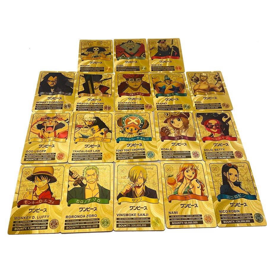 18pcs ONE PIECE Gold Cards Monkey D Luffy Sanji Nico Robin