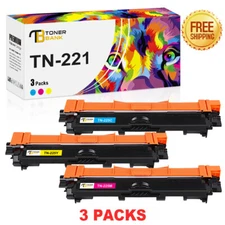 3PK Color TN225 Toner Compatible With Brother MFC-9340CDW MFC-9130CW HL-3170CDW
