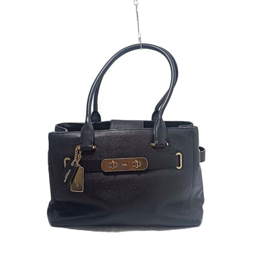 Auth COACH Swagger Carryall in Pebbled Leather F36488 Black Leather - Tote Bag - Picture 1 of 9