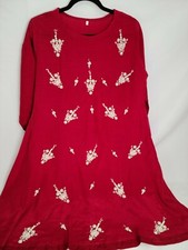 Pakistani Raw Silk Hand Embroidery Kurti Trouser medium bust 40