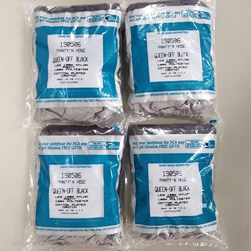 Vintage Silkies Pantyhose - Queen - Off Black x4
