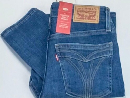 Levi’s Ladies 721 High Rise Ankle Skinny Blue Ripped Jeans - Picture 7 of 10