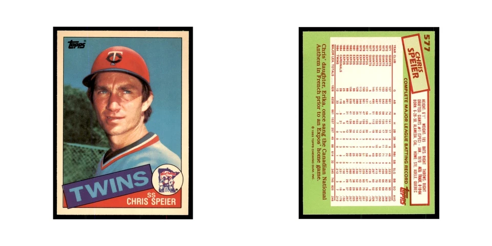 Chris Speier 1985 Topps Tiffany #577 Baseball Cards Baseball Card NM - Image 3 of 3