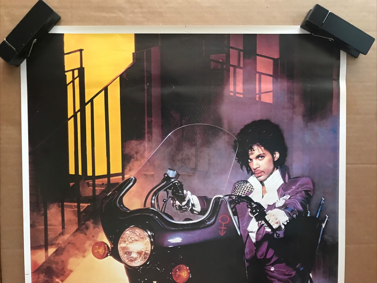 Vintage Original 1980s Prince Purple Rain Motorcycle Poster