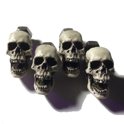 Set Of 2 Skull License Plate Bolts - 1/2 Skull Design, Antiqued Bone Finish, Made In USA 5 thumbnail image